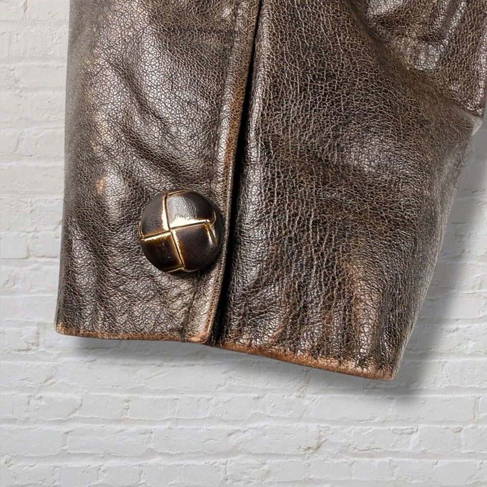 Oakwood Classic Men’s Genuine Leather Coat Brown Thinsulate Large – Vintage - Picture 8 of 16